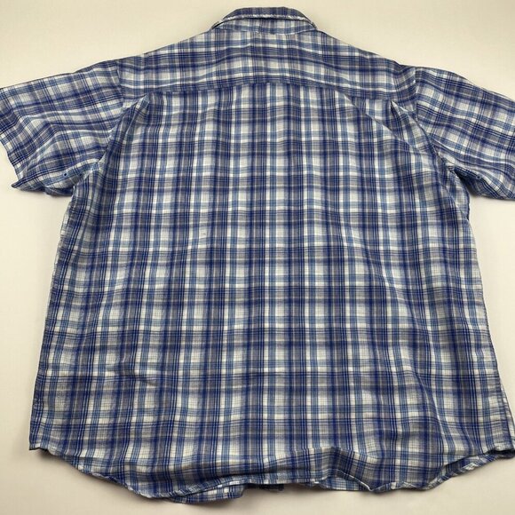 Columbia Button Up Shirt Men's XL Hike Fish Camp Lightweight Plaid Blue - Picture 3 of 8
